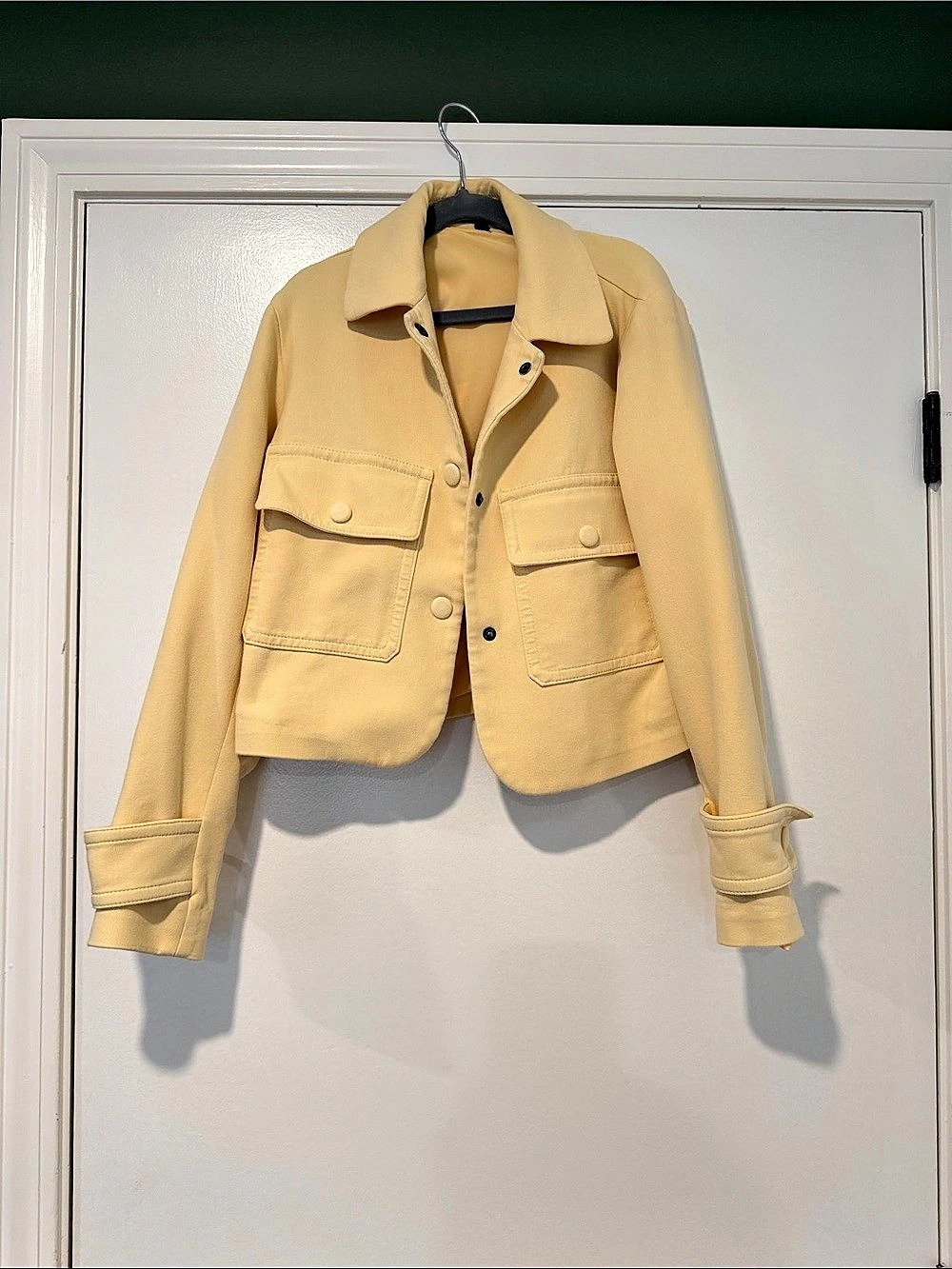 Express Collared Cropped Jacket Utility Jacket Yellow XS